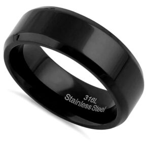 Stainless Steel 7mm Black High Polish Band Ring